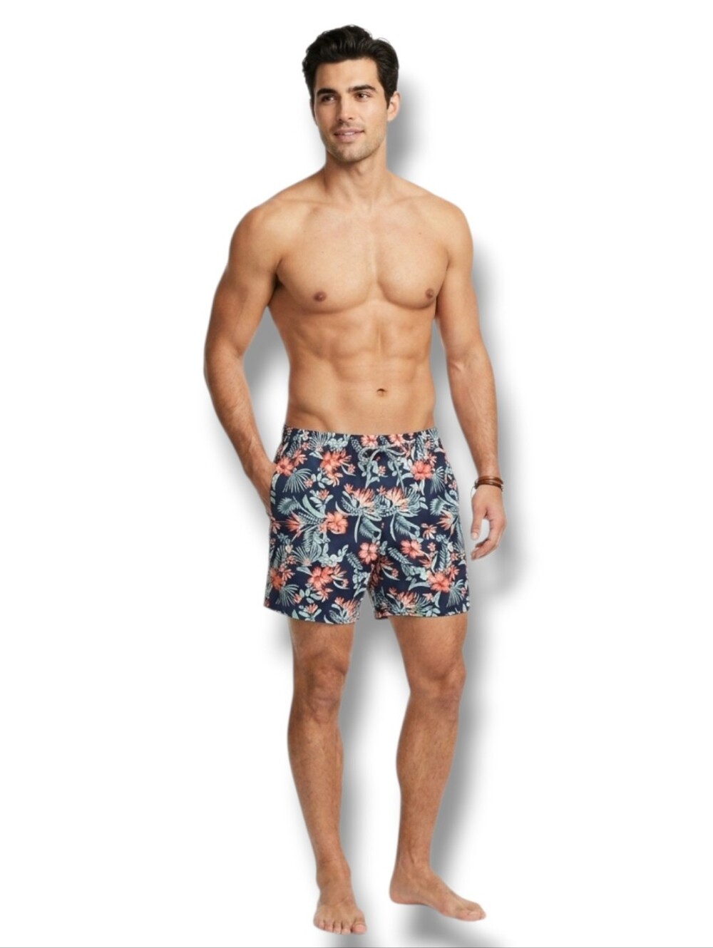 Biwisy Men’s Tropical Floral Swim Trunks – New, Size XL